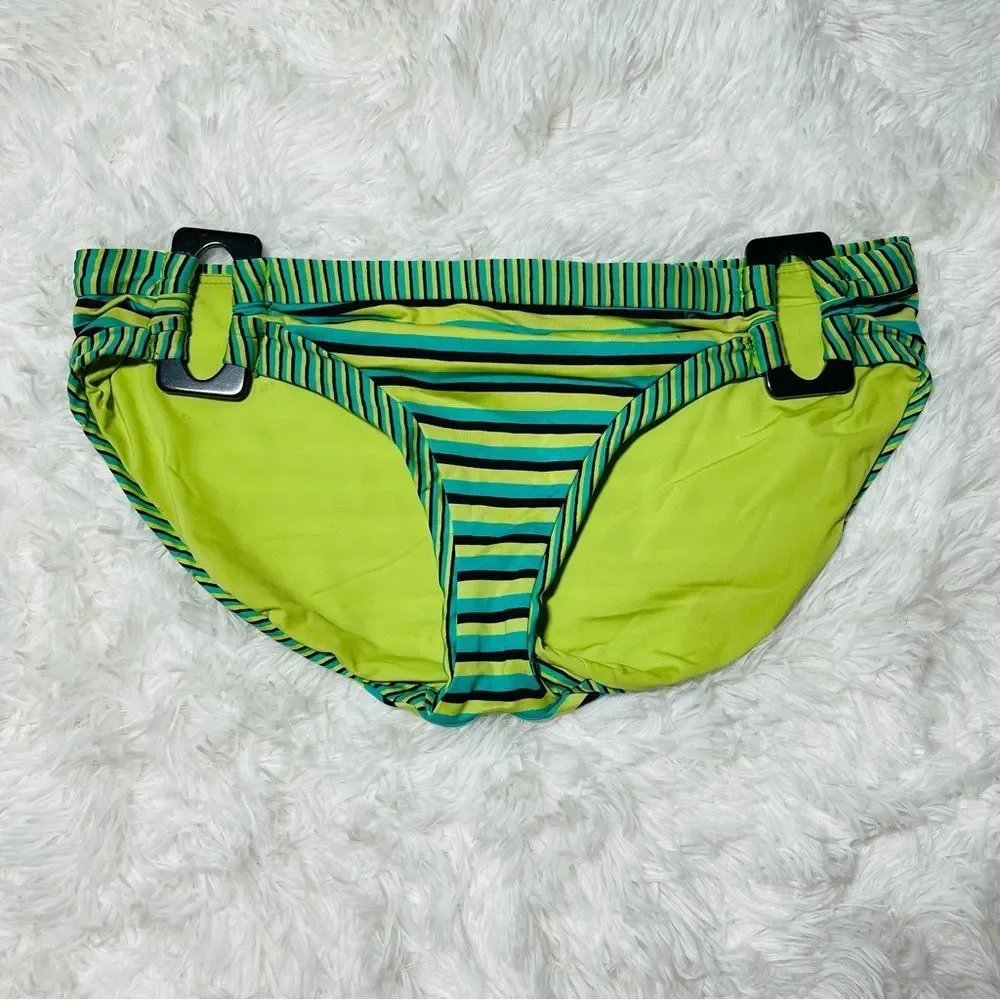 Nanette Lepore‎ Striped Green Hipster Bikini Bottom XS